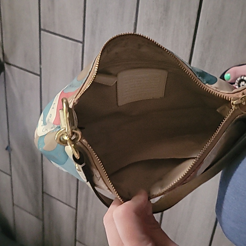 Coach Snaphead Signature Satin Print Handbag Purse Tote F19187 Rare Vintage - Picture 6 of 8